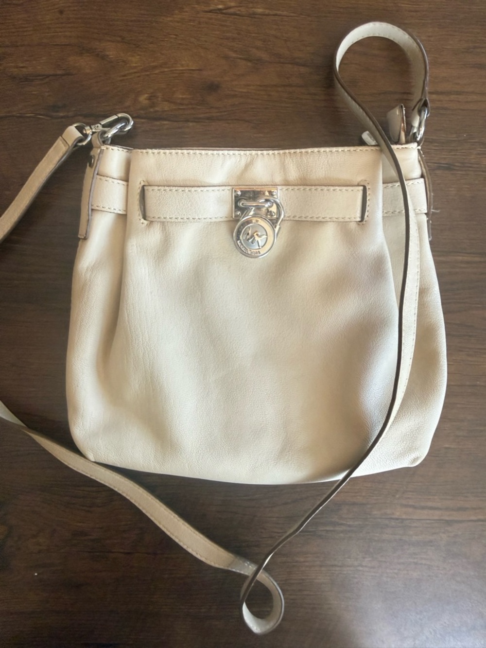 Michael Kors Almond Leather Crossbody with Silver Hardware